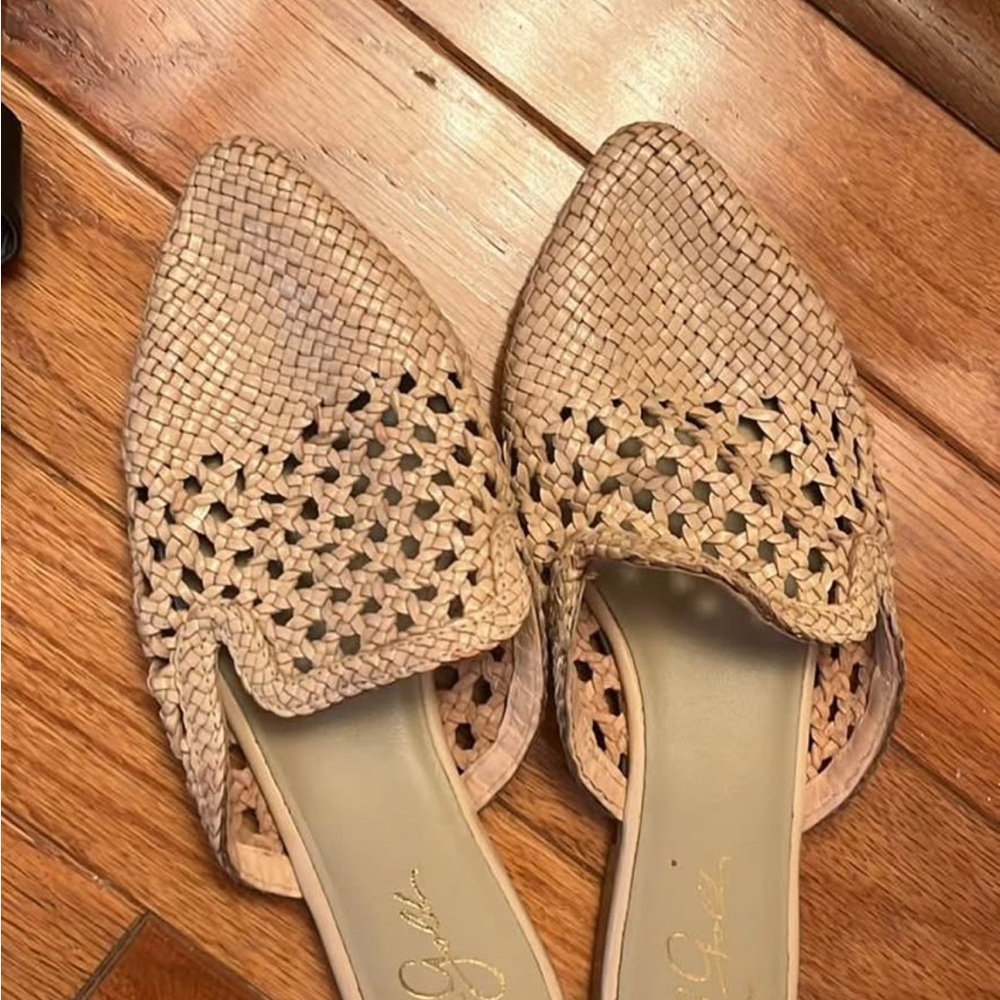 Woven Pointed-Toe Slip-On Mules - Neutral Tan